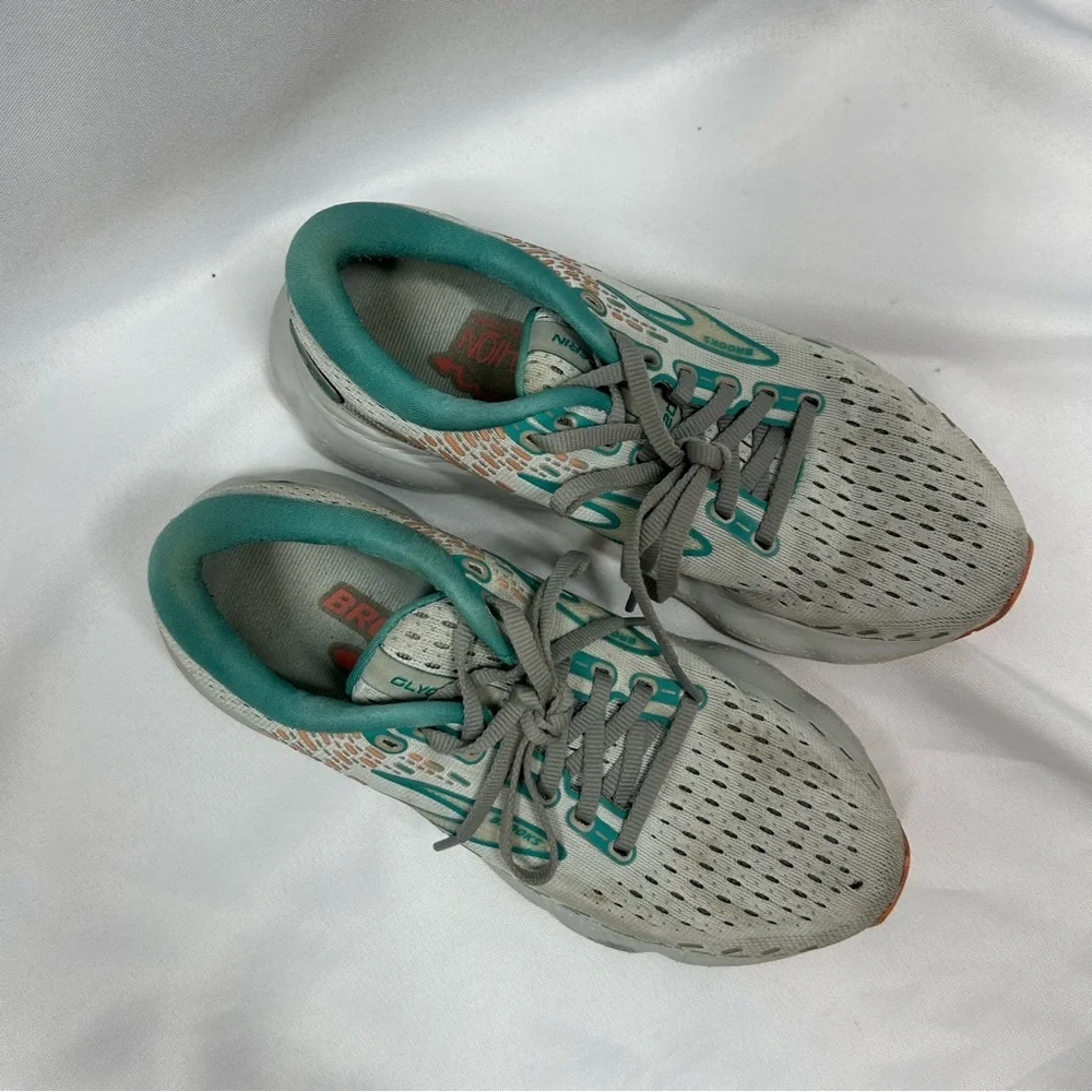 Brooks | Glycerin 20 Running Tennis Shoes White Teal Lace Up Women’s Size 7